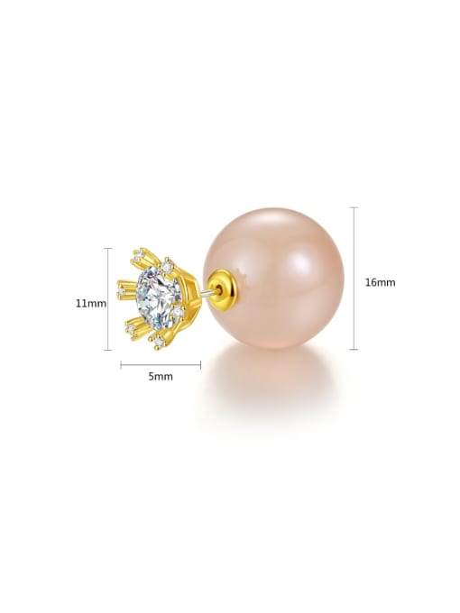 BLING SU Copper inlaid with AAA zircons Simple Two wearing methods imitation pearls Earrings 4