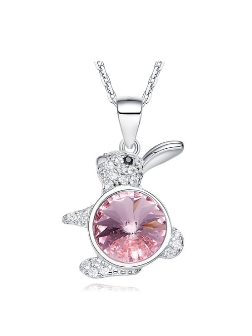 CEIDAI Fashion Cute Rabbit austrian Crystal Pendant 925 Silver Necklace 0