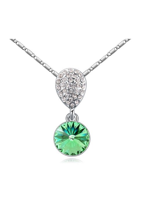 QIANZI Simple Shiny austrian Crystals Pendant Alloy Necklace