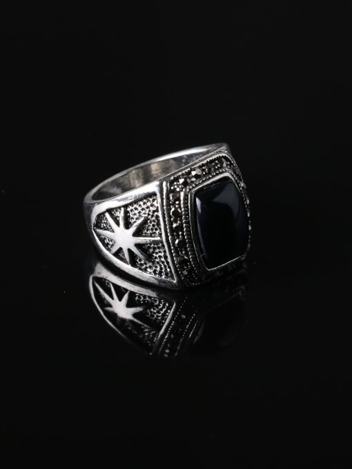 Gujin Punk style Black Resin Antique Silver Plated Alloy Ring 2