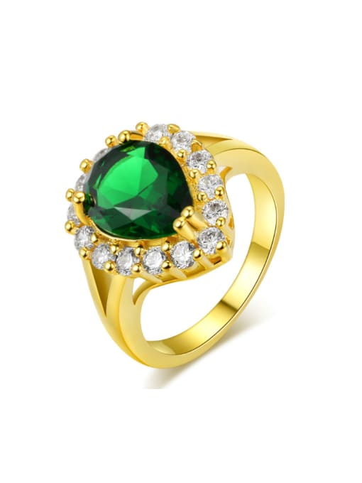 green 6# Water Drop Delicate Noble Fashion Ring with Zircon