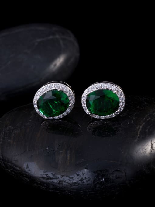 Green Noble AAA Zircons Stud Cluster earring