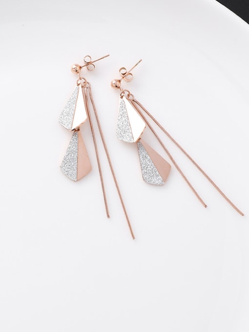 10#11368 Stainless Steel With Rose Gold Plated Fashion Geometric  Tassels Drop Earrings