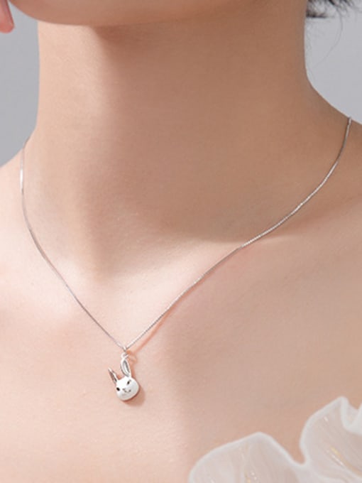 Rosh 925 Sterling Silver With Platinum Plated Cute Rabbit Necklaces 1