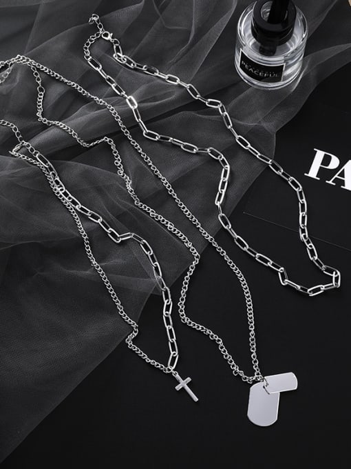 Drawing Paragraph Alloy With Platinum Plated Multi-layered Versatile Detachable Crosns Neclace