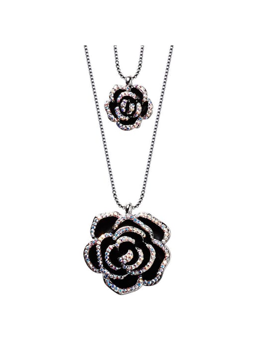CEIDAI Rose Shaped Sweater Necklace 0