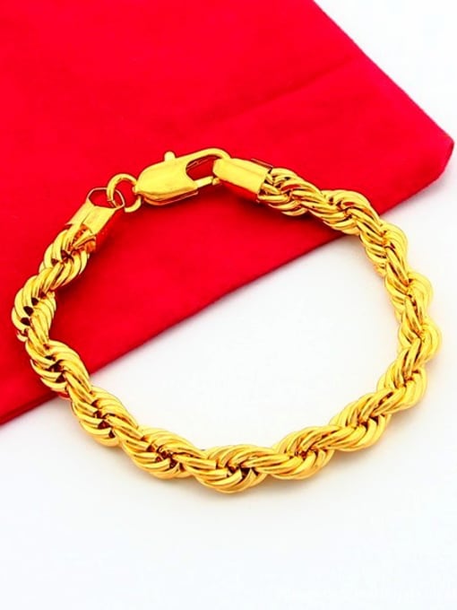 Yi Heng Da Unisex Exquisite Twist Rope Design 24K Gold Plated Bracelet 1