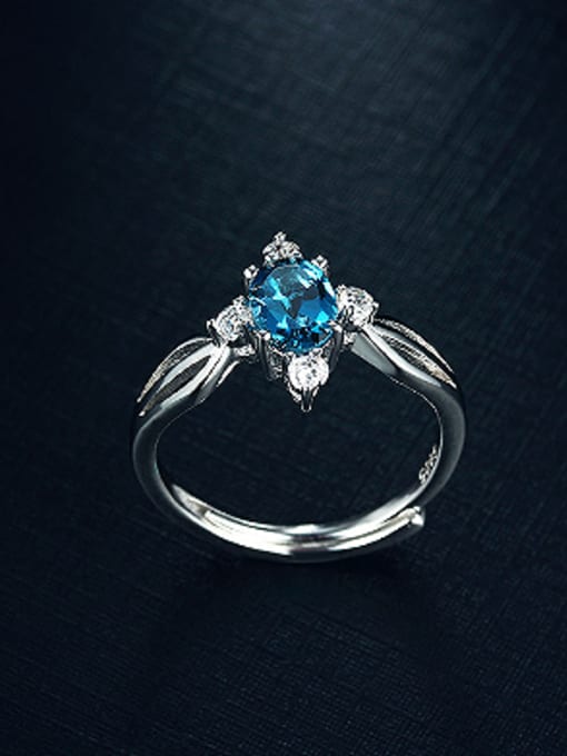 Deli Platinum Plated Sapphire Gemstone Engagement Ring 2