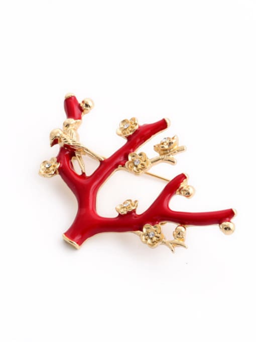 KM Fashion Red Flowers Shaped Alloy Brooch 0