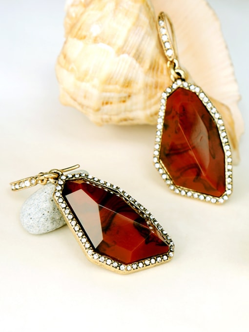 KM Irregular Red Stones Drop Chandelier earring 1