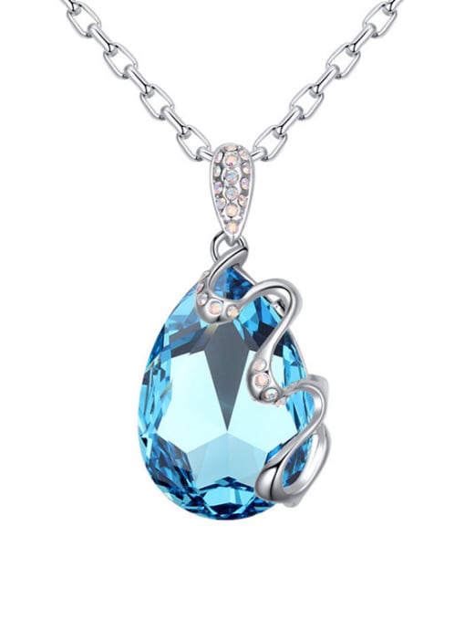 light blue Simple Water Drop austrian Crystal Alloy Necklace