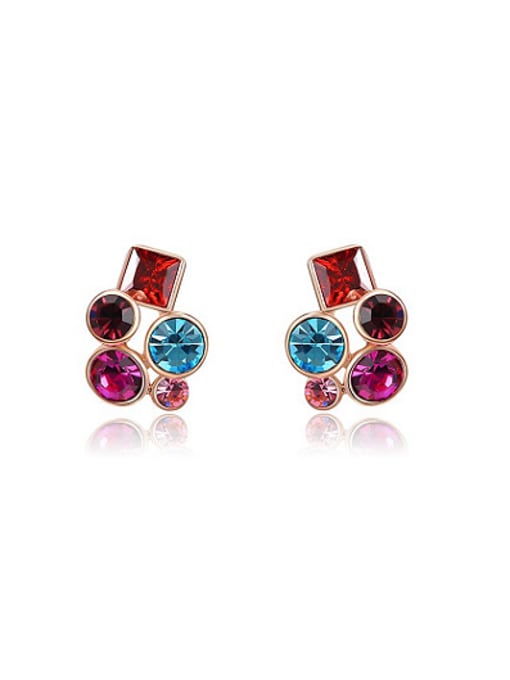 Ronaldo High-grade Colorful Austria Crystal Geometric Stud Earrings