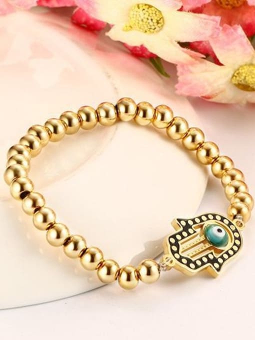 CONG Exquisite Gold Plated Palm Shaped Titanium Bracelet 2