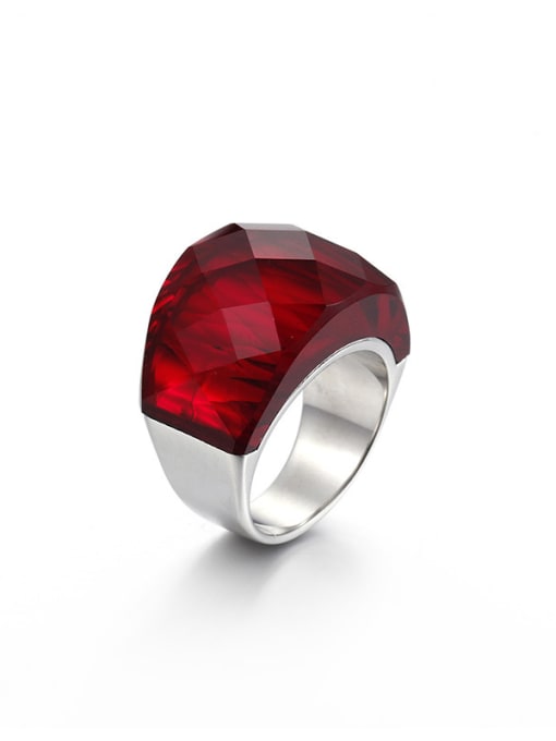 Steel red Stainless Steel With White Gold Plated Fashion Party Multistone Rings