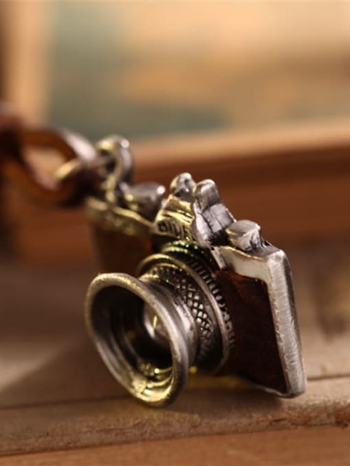 Dandelion Exquisite Camera Cownhide Leather Necklace 1
