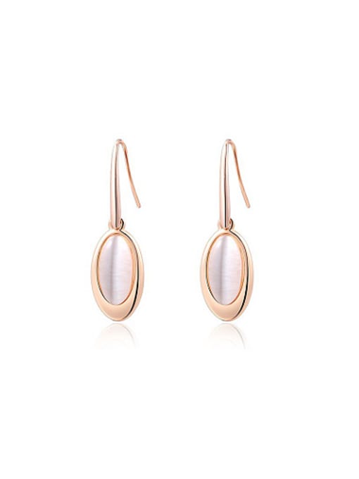 Rose Gold Elegant Petals Shaped Opal Stone Drop Earrings
