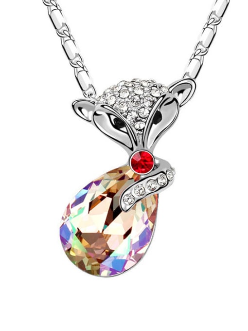 QIANZI Personalized Water Drop austrian Crystal Fox Pendant Alloy Necklace 1