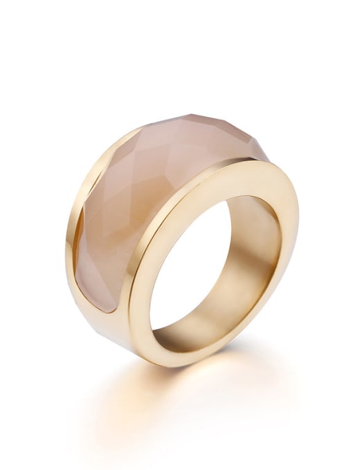 Light yellow Stainless Steel With Gold Plated Trendy Geometric Multistone Rings