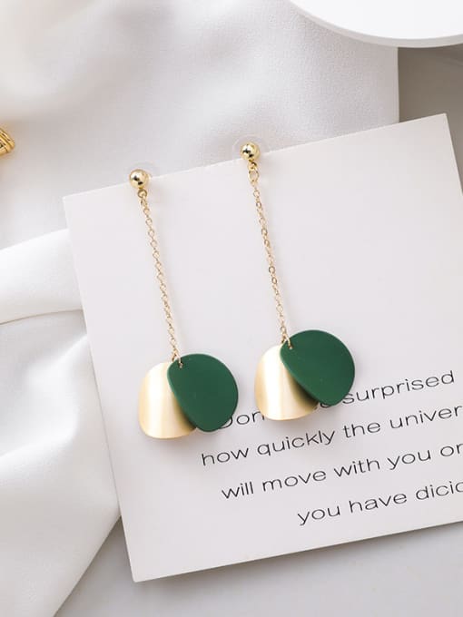 B green Alloy With Gold Plated Simplistic Arc Wafer  Threader Earrings