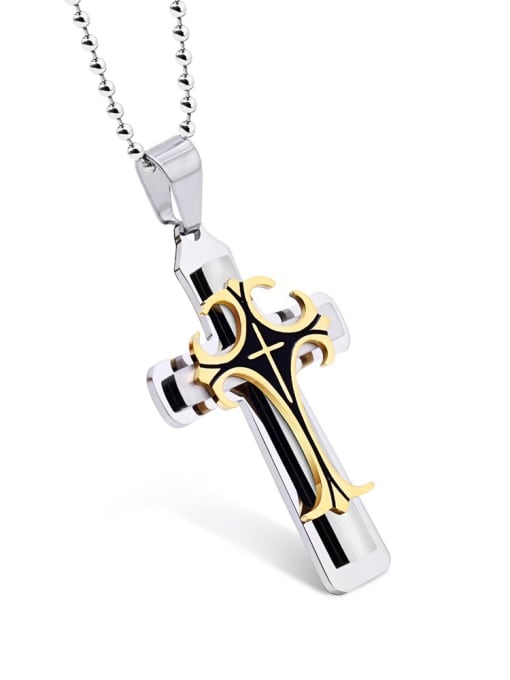 RANSSI Personalized Exquisite Cross Pendant Titanium Necklace 0