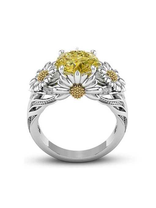 KENYON Exaggerated Yellow Zircon Flowers Copper Ring 1