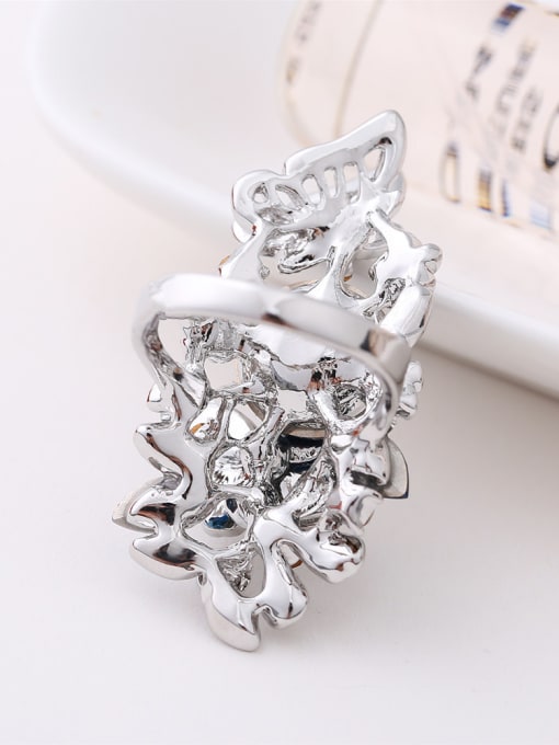 Wei Jia Exaggerated Blue Crystals Cubic Rhinestones Alloy Ring 2