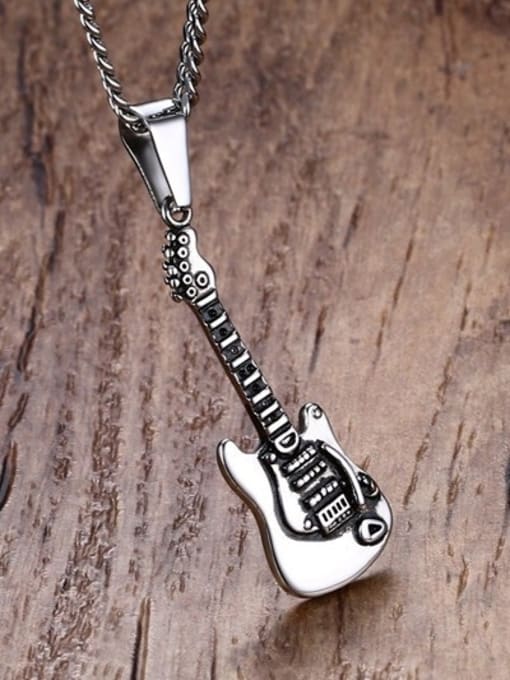 Pendant Trendy Guitar Shaped Titanium Men Necklace