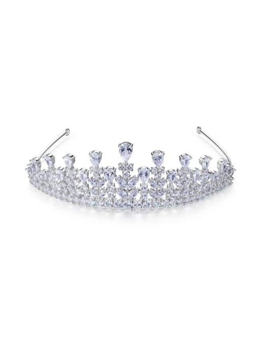BLING SU Copper inlay AAA zircon bride luxury crown hair accessory 0