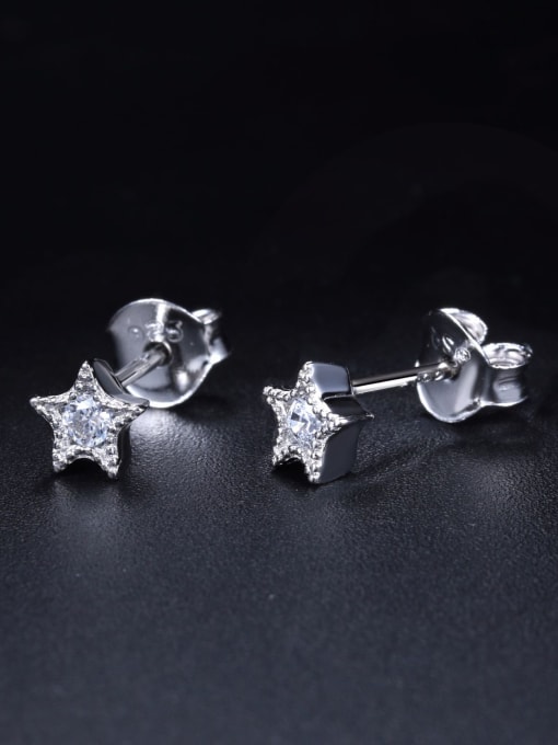 ZK Shiny Stone-studded Little Star 925 Silver Stud Earrings 2