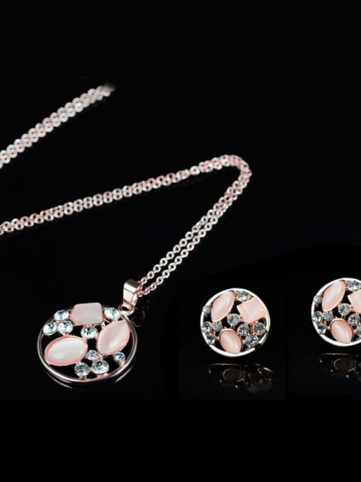 BESTIE Alloy Rose Gold Plated Fashion Opals Round-shaped Two Pieces Jewelry Set 1