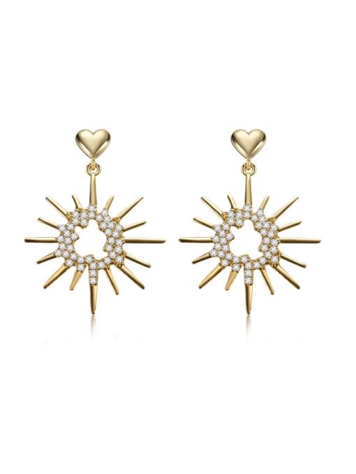 ALI New golden sunflower micro-inlay Zircon Earrings 0