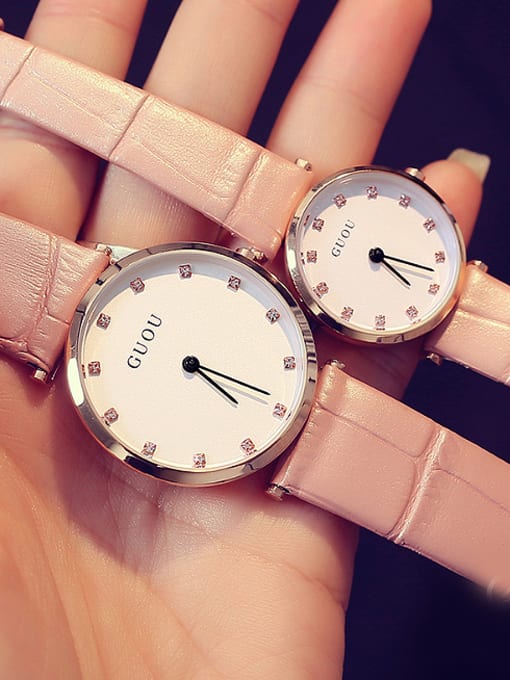 pink GUOU Brand Simple Mechanical Lovers Watch