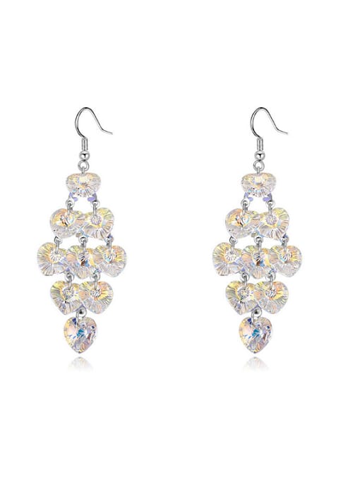 white Exaggerated Cubic austrian Crystals Drop Earrings