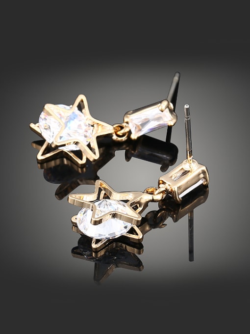 Wei Jia Champagne Gold Plated Zirconias-studded Star Copper Stud Earrings 1