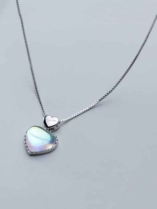 Rosh 925 Sterling Silver With Acrylic  Simplistic Heart Necklaces 2