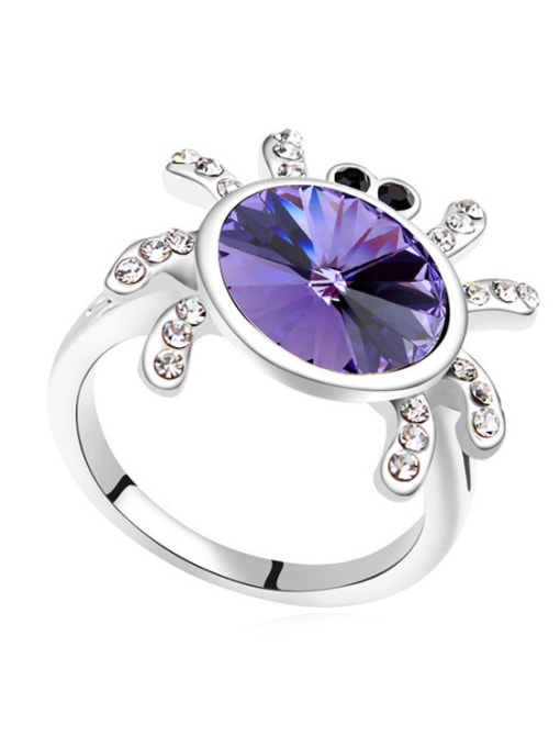 purple Personalized Cubic austrian Crystals Spider Alloy Ring