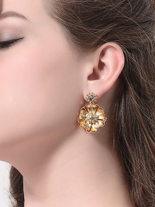 KM Beautiful Flower-shape Luxury Women Drop Earrings 1