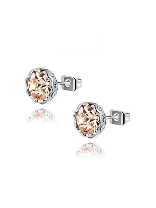 orange Elegant Round Shaped Austria Crystal Earrings