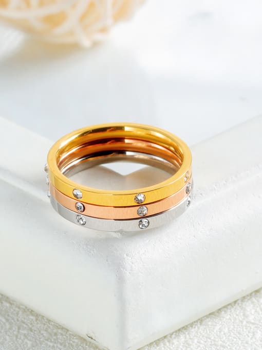 Open Sky Stainless Steel With Classic tricolor gold Rings 1