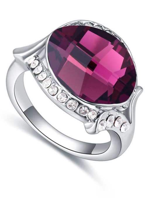 Purple Exaggerated Oval austrian Crystal-accented Alloy Ring