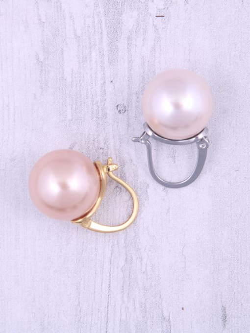 GROSE Titanium With Artificial Pearl  Simplistic Round Clip On Earrings 2