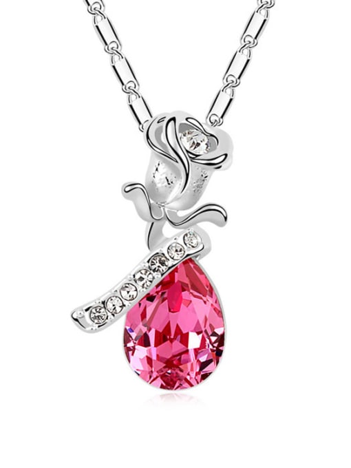 QIANZI Fashion Rosary Flower Water Drop austrian Crystal Alloy Necklace 3