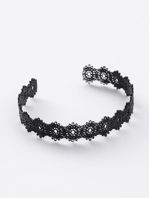 Black Bracelet Alloy With Gold Plated Trendy Retro lace Ring Bracelet