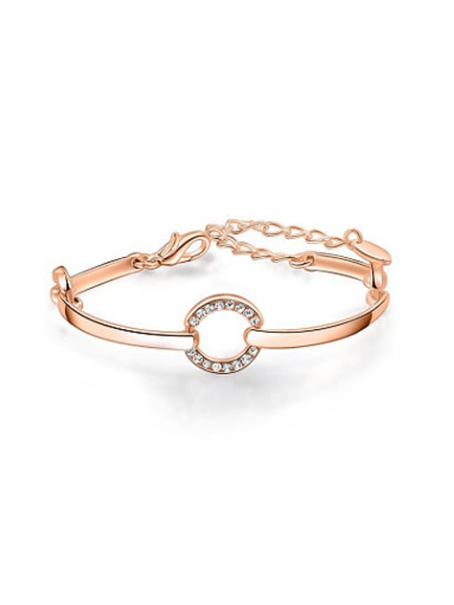 Rose Gold Adjustable Round Shaped Austria Crystal Bracelet