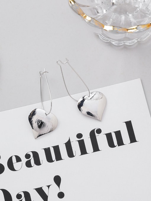 B Heart Platinum Alloy With Smooth  Simplistic Geometric Drop Earrings