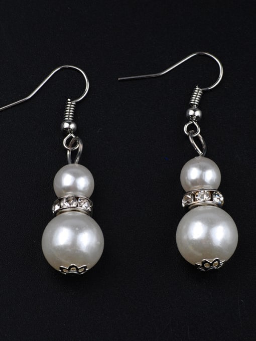 Qunqiu Classical Noble Imitation Pearls Tiny Rhinestones Three Pieces Jewelry Set 2