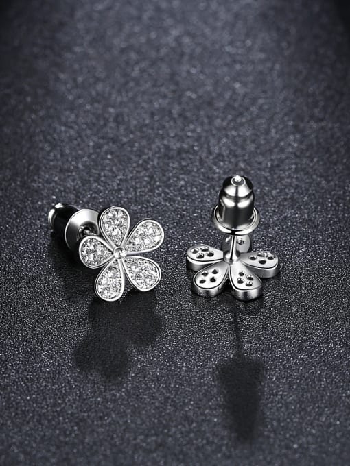 BLING SU Copper With 3A cubic zirconia Simplistic Flower Stud Earrings 0