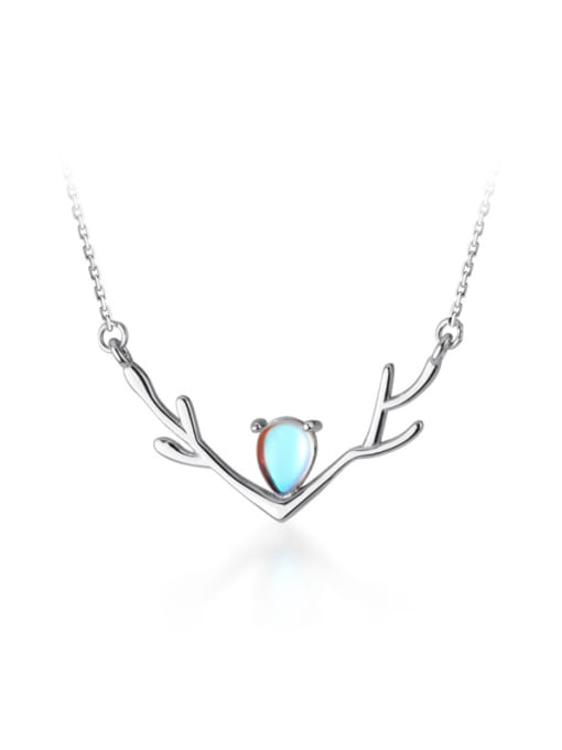 Rosh 925 Sterling Silver With Platinum Plated Cute Antlers Heart Necklaces 0