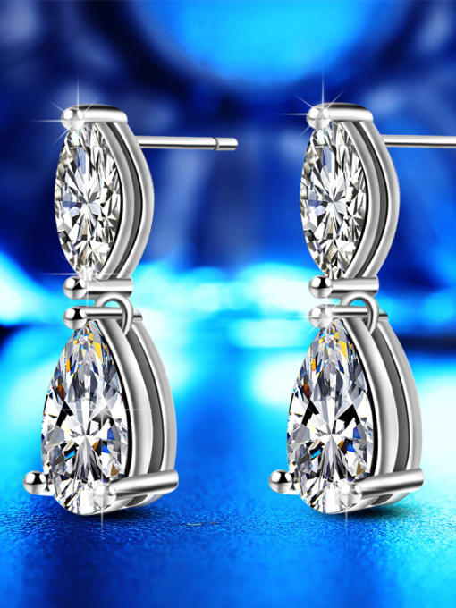 White Gold White Drill Shining AAA Zircons Simple Style Noble Drop Earrings