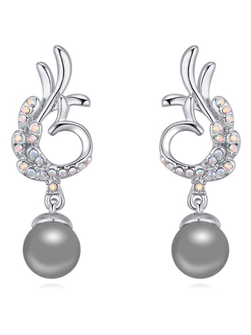 QIANZI Fashion Imitation Pearls Tiny Cubic Crystals Alloy Stud Earrings 1